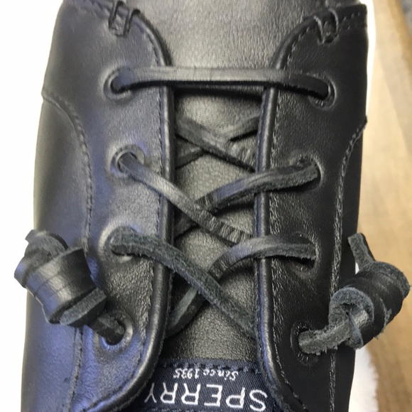 Sperry Black Leather Sneakers- Sz 9 - Picture 8 of 13